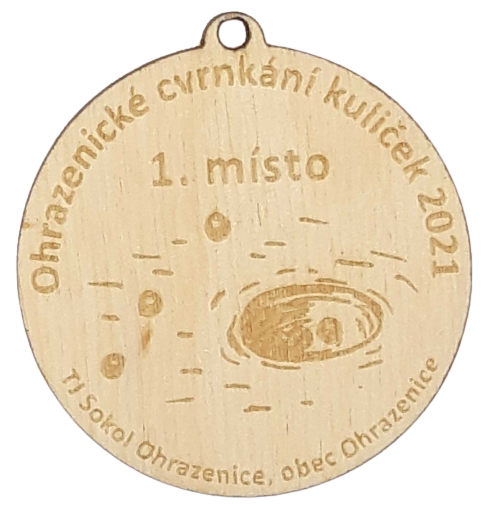 Medaile dřevěná DRM050 - průměr 50 mm